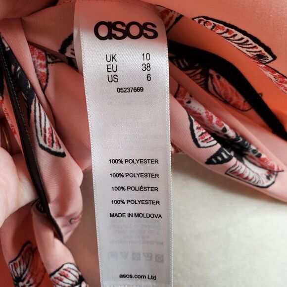 ASOS pink butterfly print‎ satin collared pajama top 6 - Picture 6 of 11